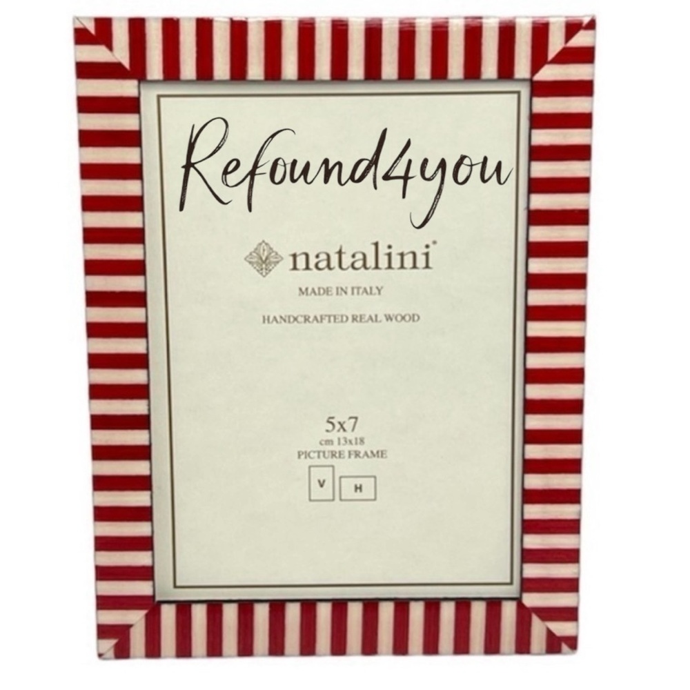 Natalini - ‘Red Stripes’ wooden picture frame. 5“ x 7“.  NWT. Firm! No offers!